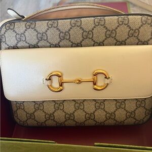 Gucci Beige Horsebit Shoulder cross body Bag